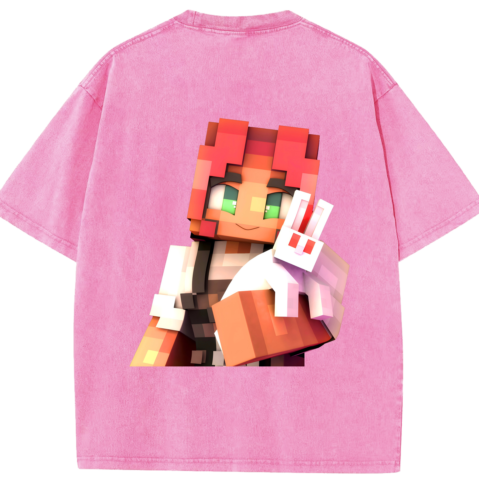 （画像用） マインクラフト ブロックの世界 Minecraft MC Block world 綿100% ヴィンテージ風 半袖Tシャツ（背面プリント）